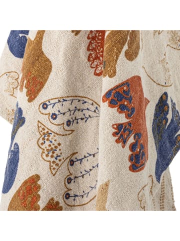 Bloomingville Wohndecke ''Anniversary'' in Creme/ Beige/ Blau - (L)160 x (B)130 cm