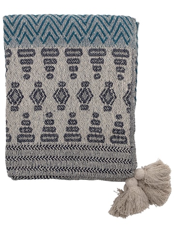 Bloomingville Plaid "Milas" blauw - (L)160 x (B)130 cm