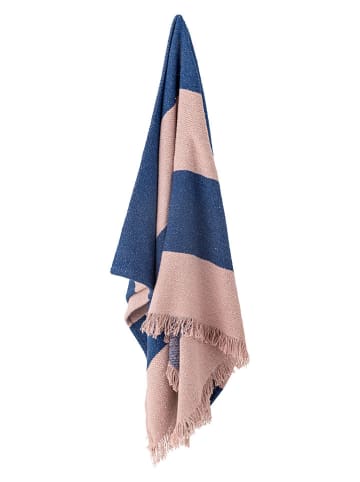 Bloomingville Woondeken ''Cadeo'' blauw/lichtroze - (L)160 x (B)130 cm