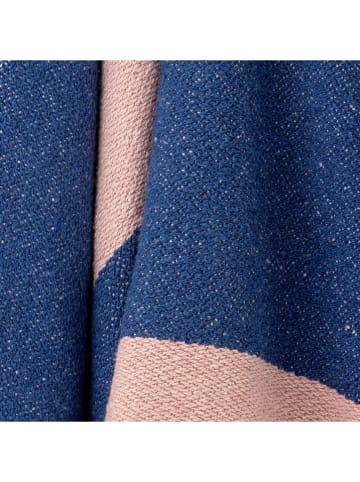 Bloomingville Woondeken ''Cadeo'' blauw/lichtroze - (L)160 x (B)130 cm