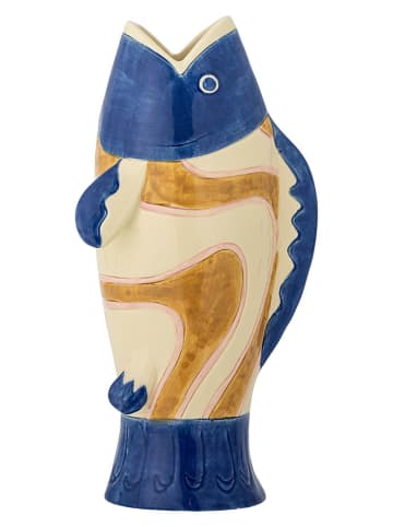 Bloomingville Wazon "Irving" w kolorze niebiesko-kremowym - 11 x 22 x 7,5 cm