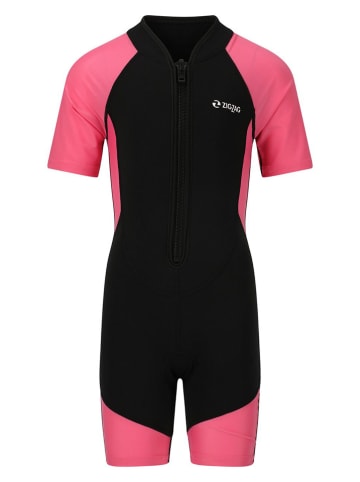 Zigzag Badeoverall in Schwarz/ Pink