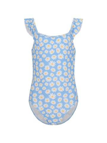 Zigzag Badeanzug in Hellblau/ Weiß/ Gelb