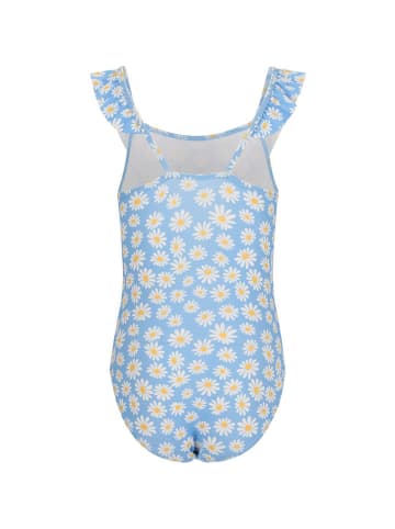 Zigzag Badeanzug in Hellblau/ Weiß/ Gelb