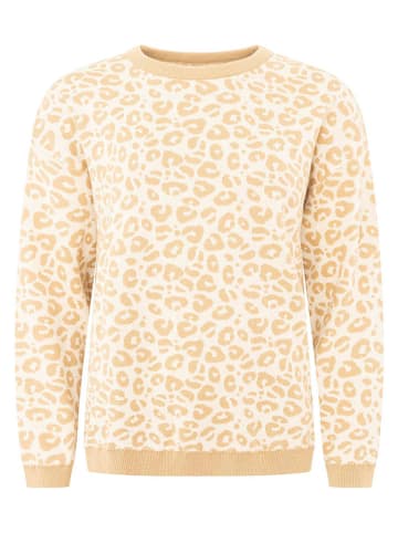 Zwillingsherz Pullover "gestrickter -Leo" in Beige/ Weiß