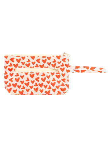 Zwillingsherz Clutch in Hellrosa/ Rot - (B)27 x (H)16 cm
