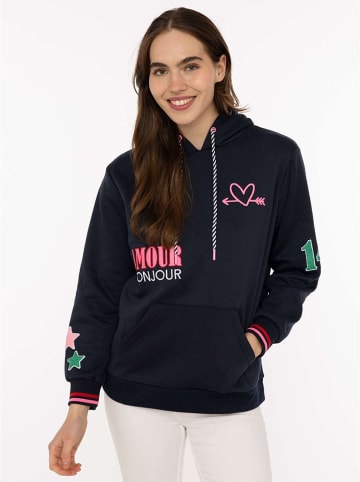 Zwillingsherz Hoodie "Bonjour ZH" donkerblauw