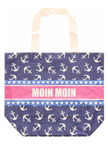 Zwillingsherz Shopper "Positive Vibes" donkerblauw - (B)36 x (H)46 cm