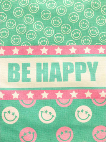 Zwillingsherz Shopper "Glücklich Sein" in Grün - (B)36 x (H)46 cm