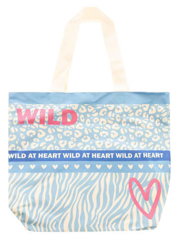 Zwillingsherz Shopper "Wild Herz" lichtblauw - (B)36 x (H)46 cm
