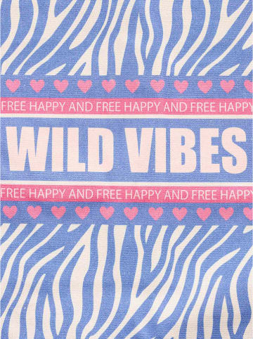 Zwillingsherz Shopper "Happiness Floral" blauw - (B)36 x (H)46 cm