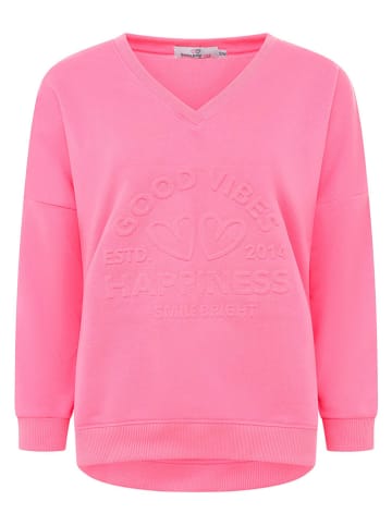 Zwillingsherz Sweter "Happiness Vibes" w kolorze różowym