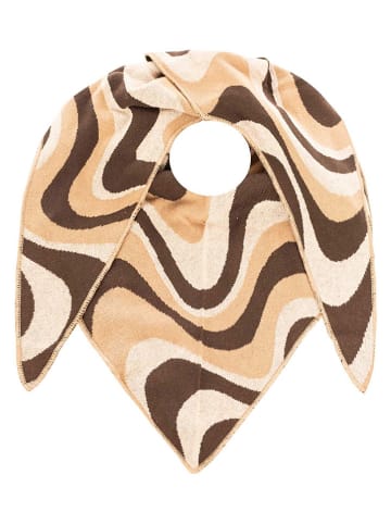 Zwillingsherz Driehoekige sjaal "Happy Waves" beige/bruin - (L)200 x (B)130 cm