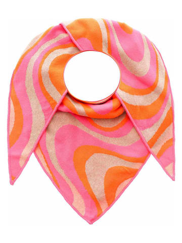 Zwillingsherz Dreieckstuch "Happy Waves" in Rosa/ Orange/ Beige - (L)200 x (B)130 cm