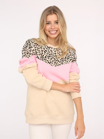Zwillingsherz Sweatshirt "Konny" in Beige/ Rosa/ Schwarz