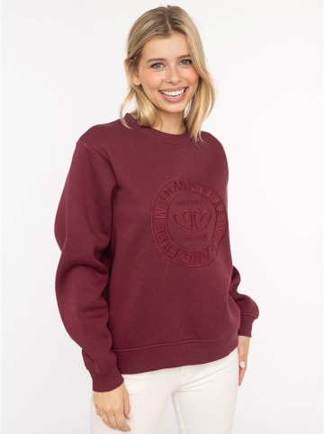 Zwillingsherz Sweatshirt "Wild and Free" in Bordeaux