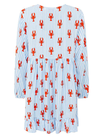 Zwillingsherz Sukienka "Lobsters & Stripes" w kolorze błękitnym