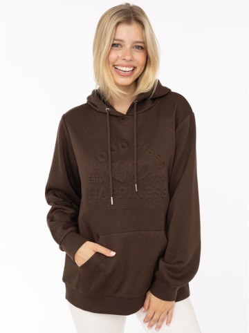 Zwillingsherz Hoodie "Happiness Vibes" in Braun