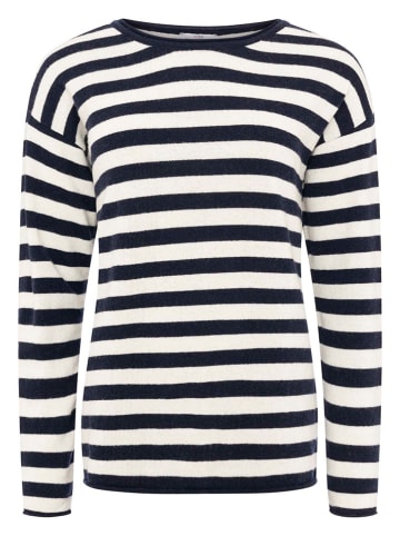 Zwillingsherz Sweter "Stripes" w kolorze granatowo-kremowym