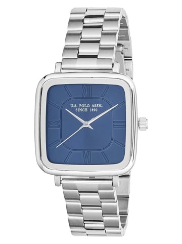 U.S. Polo Assn. Kwartshorloge zilverkleurig/blauw