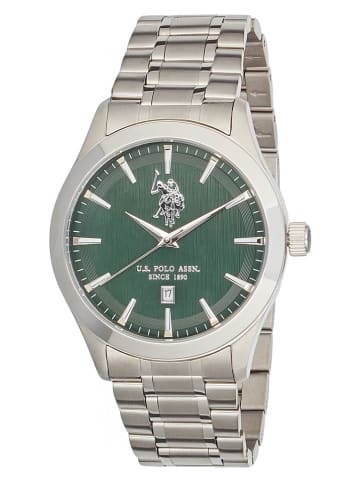 U.S. Polo Assn. Quarzuhr in Silber/ Grün