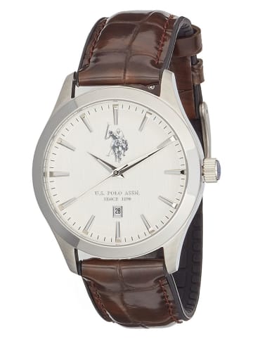 U.S. Polo Assn. Quarzuhr in Braun/ Silber/ Weiß
