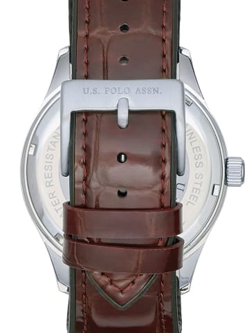 U.S. Polo Assn. Quarzuhr in Braun/ Silber/ Weiß