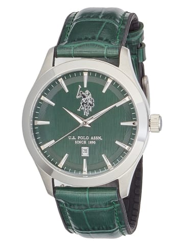 U.S. Polo Assn. Quarzuhr in Grün/ Silber