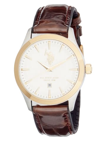 U.S. Polo Assn. Quarzuhr in Braun/ Gold/ Weiß