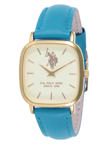 U.S. Polo Assn. Kwartshorloge lichtblauw/goudkleurig/crème