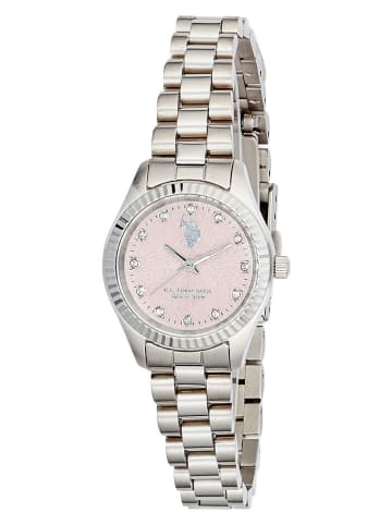 U.S. Polo Assn. Quarzuhr in Silber/ Rosa