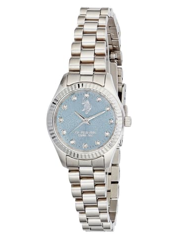 U.S. Polo Assn. Quarzuhr in Silber/ Hellblau