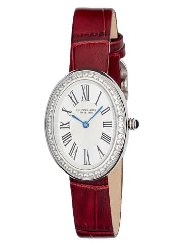 U.S. Polo Assn. Kwartshorloge bordeaux/zilverkleurig/wit