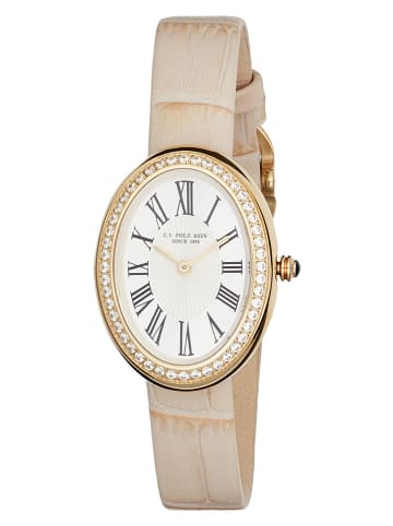 U.S. Polo Assn. Kwartshorloge beige/goudkleurig/wit