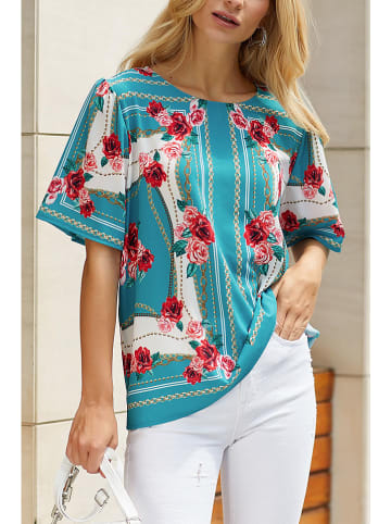 LA Angels Bluse in Türkis/ Pink/ Creme