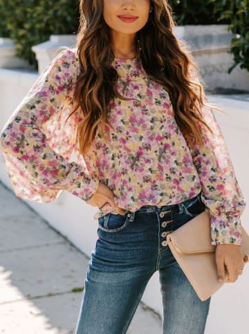 Milan Kiss Bluse in Pink/ Khaki/ Gelb