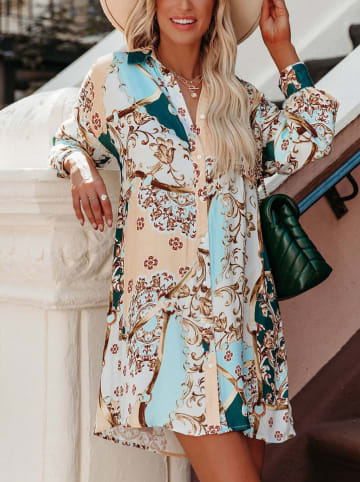 Milan Kiss Jurk beige/petrol