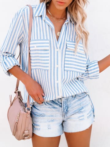 Milan Kiss Hemd in Weiß/ Hellblau