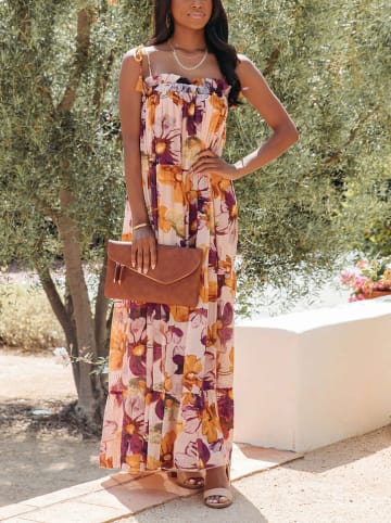 Milan Kiss Jurk lichtroze/camel/pruimkleurig