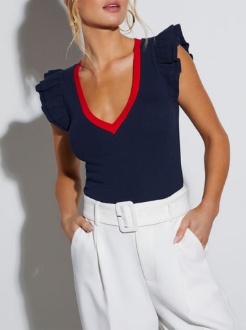 Milan Kiss Top donkerblauw/rood