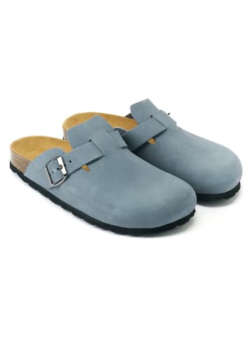 Mandel Leren clogs "Noe" lichtblauw