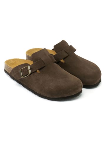 Mandel Leder-Clogs "Noe" in Braun