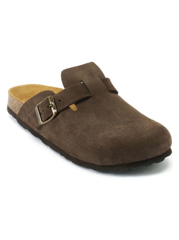 Mandel Leder-Clogs "Noe" in Braun