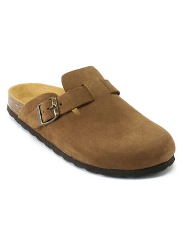 Mandel Leder-Clogs "Noe" in Braun