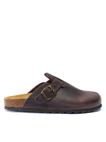 Mandel Leren clogs bruin