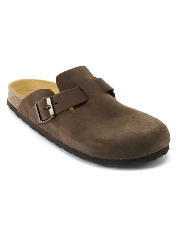 Mandel Leder-Clogs "Noe" in Braun