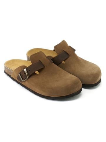 Mandel Leder-Clogs "Noe" in Braun