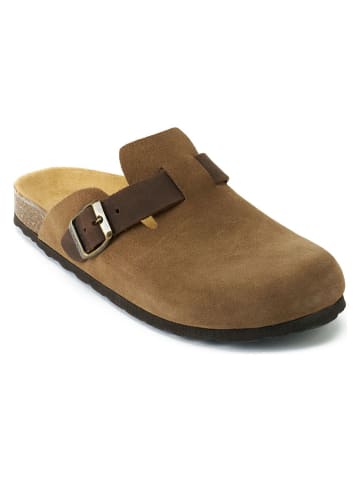 Mandel Leren clogs "Noe" bruin