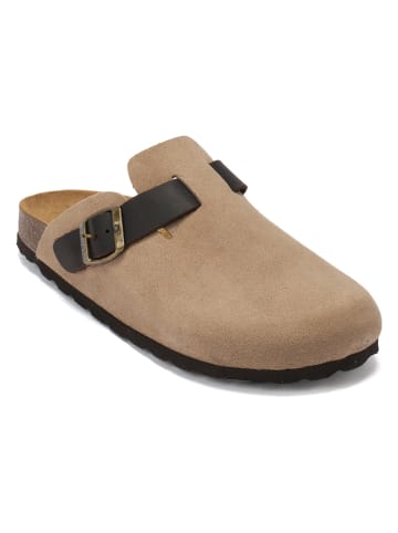 Mandel Leder-Clogs "Noe" in Beige