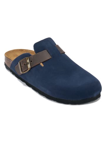 Mandel Leren clogs "Noe" donkerblauw